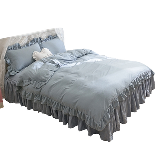 ins风北欧纯色水洗被套单件三四件套1.5/1.8m床单学生宿舍被罩