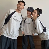 母子母女长袖 高极感端亲子装 圆领拼色时尚 卫衣一家三口全家装 秋季