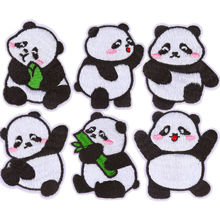 端午节国风刺绣熊猫贴扇子蒲扇节日挂件挂饰装饰配饰diy材料花艺