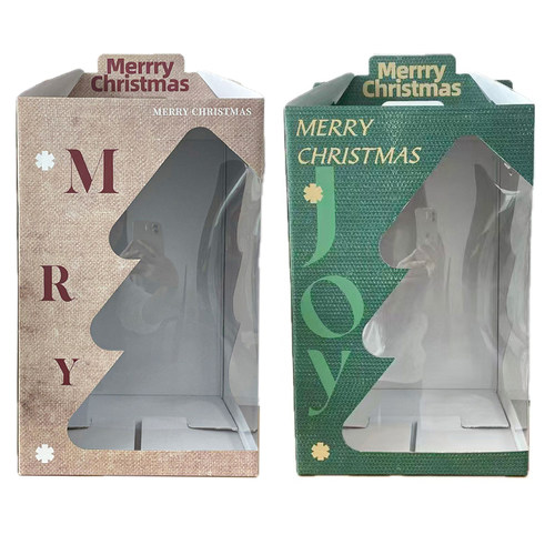 圣诞节大号圣诞树手提盒礼物礼品袋透明橱窗手提袋高级时尚袋子