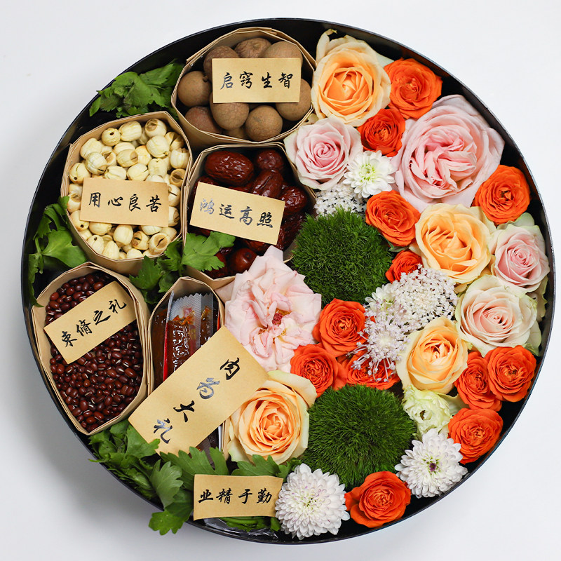 七夕束脩六礼防水透明圆形爱心方形大号礼盒水果鲜花喜庆订婚礼盒