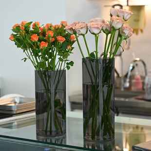 网红亚克力黑色艺术花瓶塑料养花桶醒花桶插花瓶客厅居家装饰摆件