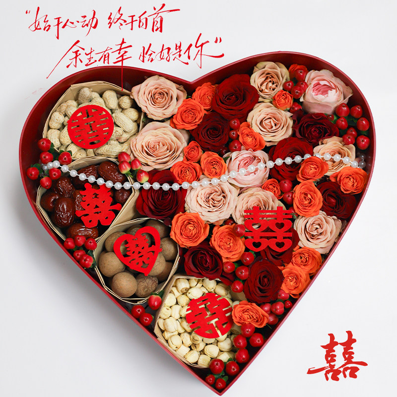 结婚订婚表白告白喜字心型爱心礼盒透明防水大号水果鲜花礼盒礼品