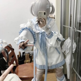 日系软妹可爱减龄学院卫衣少女韩版春季新款洛丽塔百搭上衣外套潮