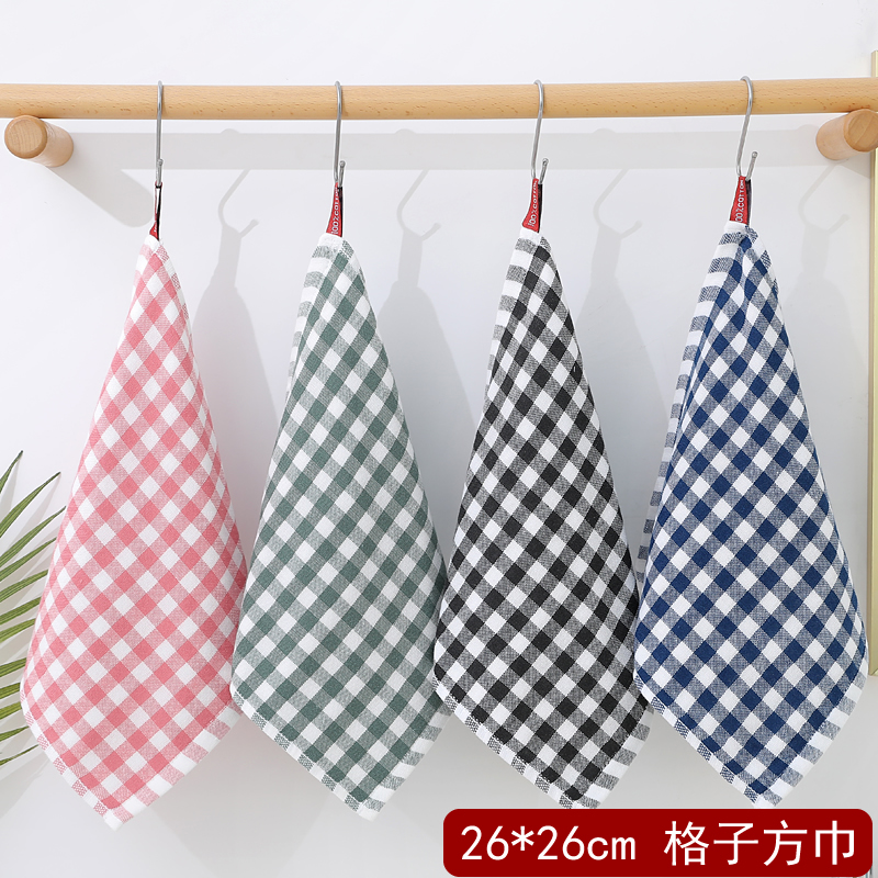 格子小方巾纯棉纱布不掉毛26*26