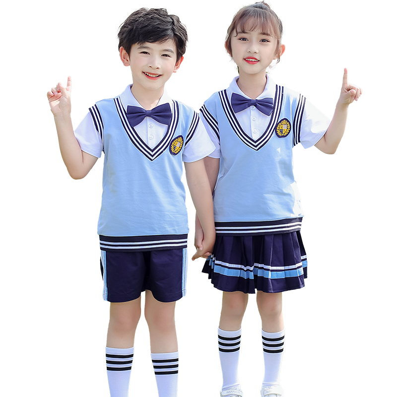 幼儿园园服小学生校服假两件英伦风班服儿童毕业照套装合唱演出服