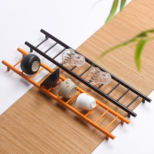 竹制梯形杯架沥水茶具架