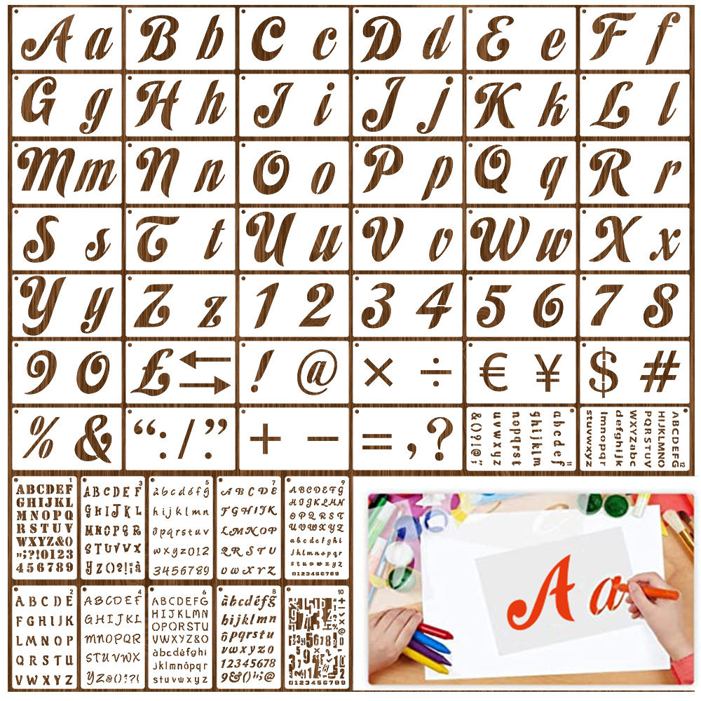 现货欧美喷涂字母模板大尺寸数字绘画模板手工门牌装饰镂空墙绘版