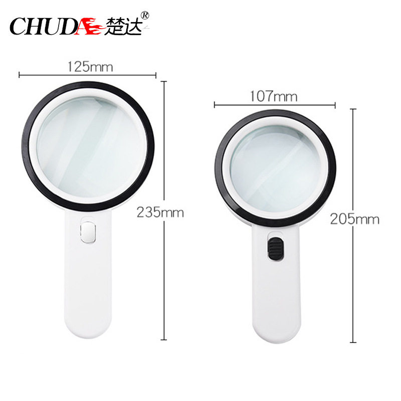 30倍手持阅带灯12灯高倍鉴赏放大镜 古董珠宝鉴定放大镜直径12