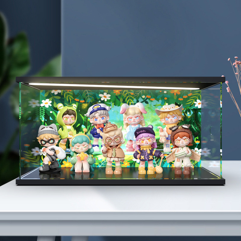 灯光亚克力场景展示盒适用 DORA3代丛林法则系列盲盒手办潮玩摆件