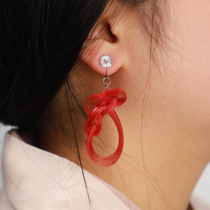 竹编耳环耳坠竹编发簪西装汉服旗袍民族服装配饰非遗匠人天然饰品