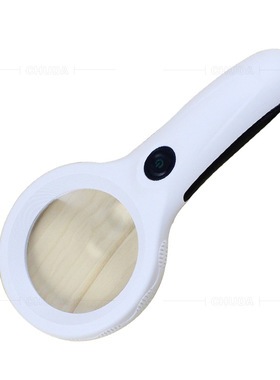 楚达白色带8个LED灯 高清阅读手持 放大镜 两个倍数镜片 NO.9587