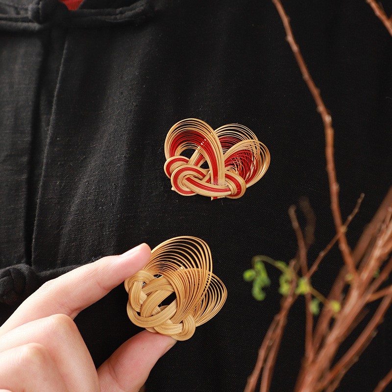 汉服舞蹈竹编胸针发簪非遗配饰