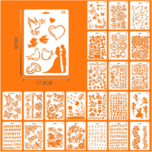 厂家PET镂空绘画模板少儿DIY涂鸦模板数字母动植物通用临摹板定制