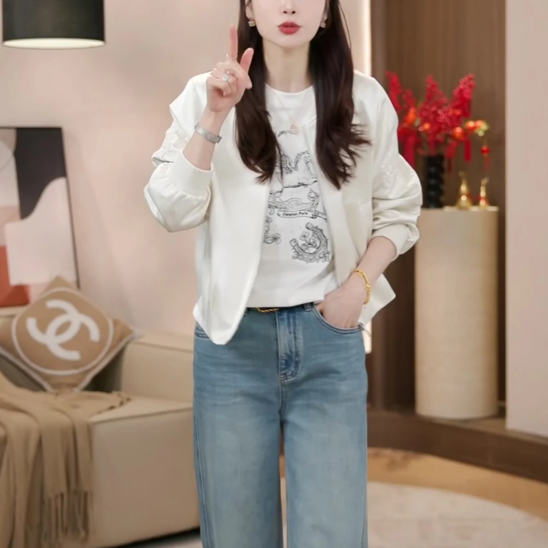刺绣微光段棒球服外套女春夏显瘦