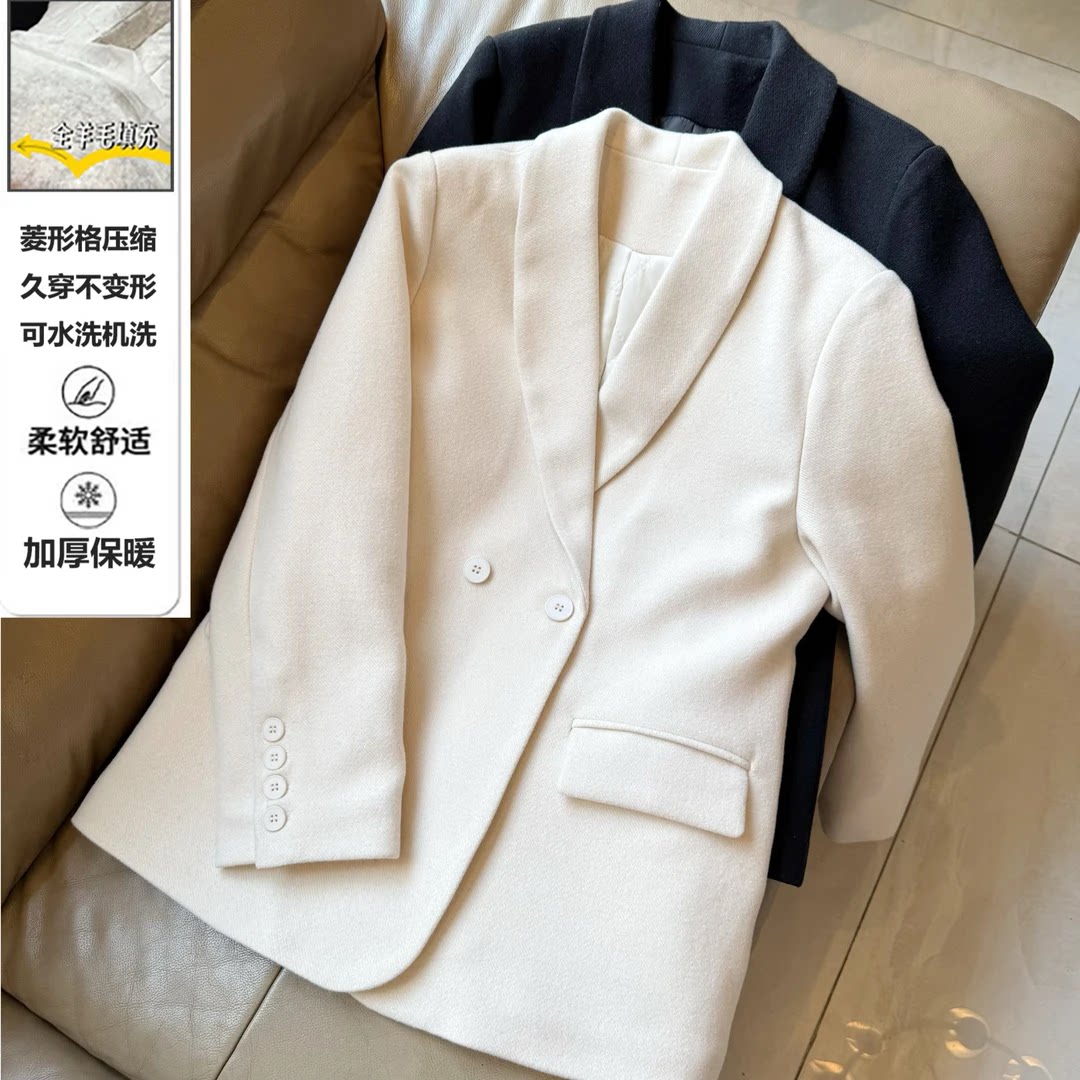 羊驼毛内胆西装外套女时尚通勤翻