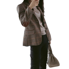 2019春秋格子毛呢外套韩版收腰西服1