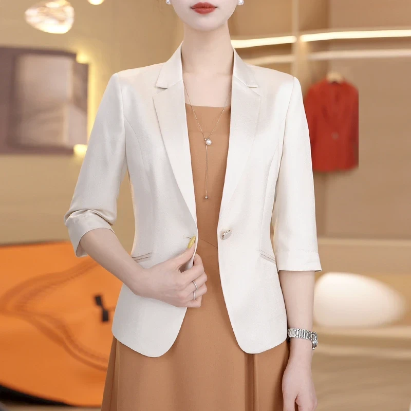 2026新款七分袖小西装外套女夏季小个子短款显瘦百搭清凉西服上衣