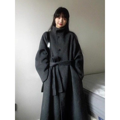 灰色高级感呢子大衣女2025年秋冬季新款毛呢外套小个子韩系中长款