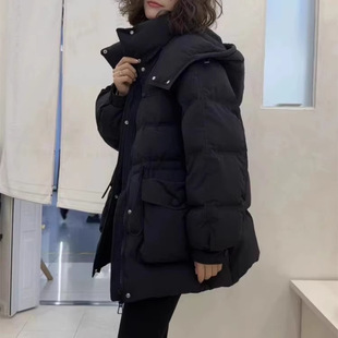 平湖羽绒服女款冬季感鸭绒中长款女装高充绒量