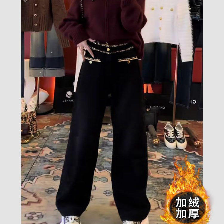 2025年秋冬新款小香风加绒加厚阔腿裤女高腰显瘦直筒休闲长裤子潮,女装/女士精品,休闲裤,淘宝优惠券,粉丝福利购,淘宝优惠卷