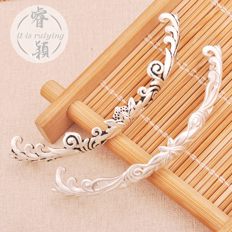 s925纯银小叶紫檀黄花梨香樟木手镯玉石玛瑙翡翠包银配饰diy配件