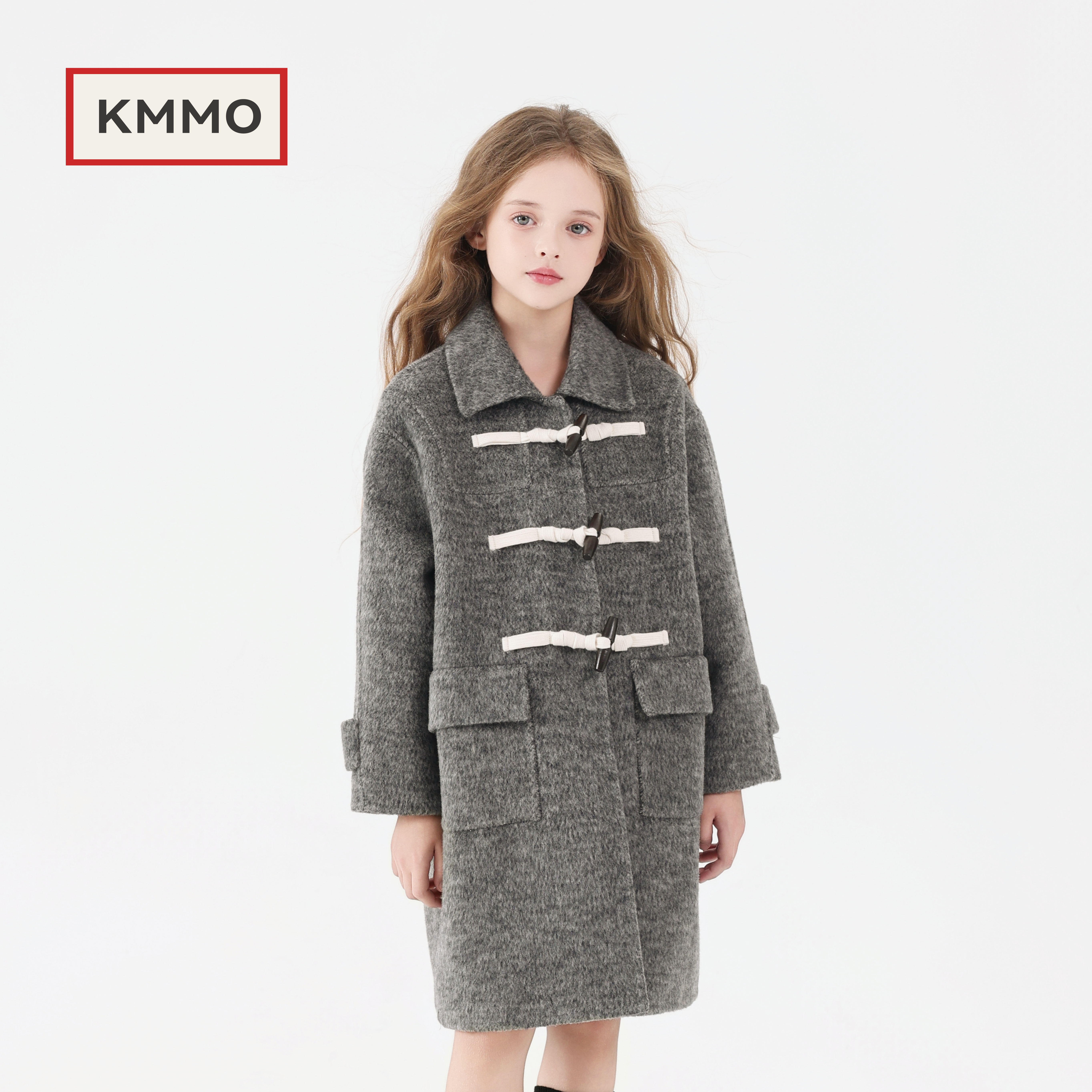 儿童双面羊绒大衣中长款