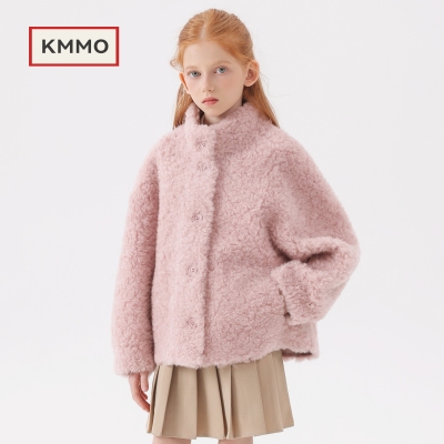 KMMO女童羊羔毛短款皮草外套