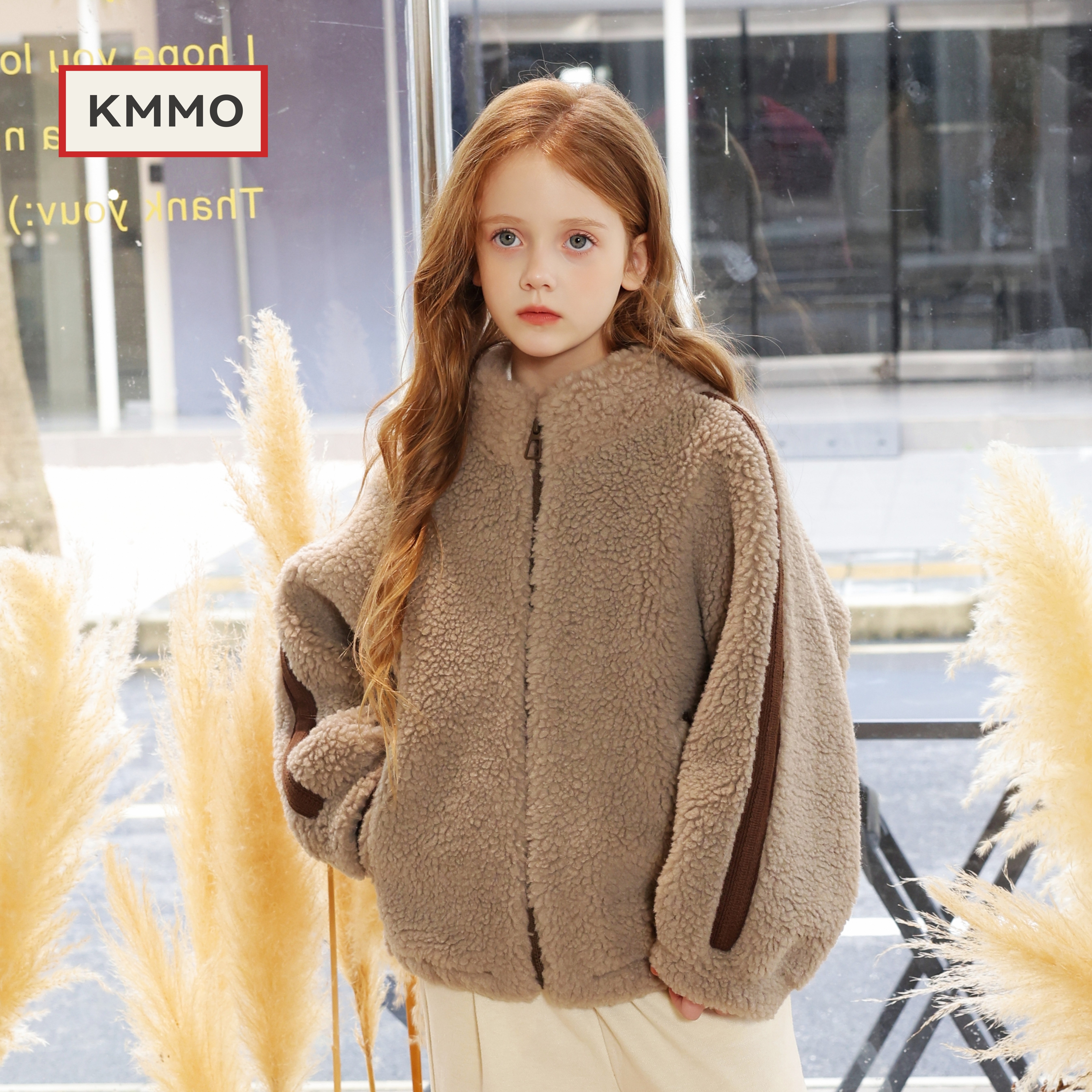 KMMO女童冬装小熊加绒加厚外套