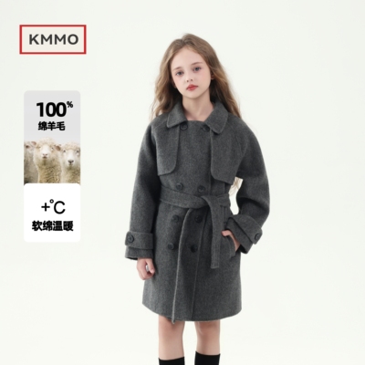 女童加厚毛呢大衣2025冬季新款