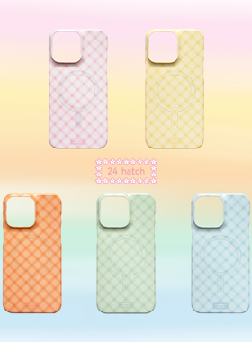 24 hatch “rainbow check”韩国菲林单层磁吸手机壳适用于苹果14-17系列