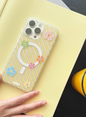 24 hatch “彩色条纹花花”双层工艺磁吸手机壳适用于苹果手机