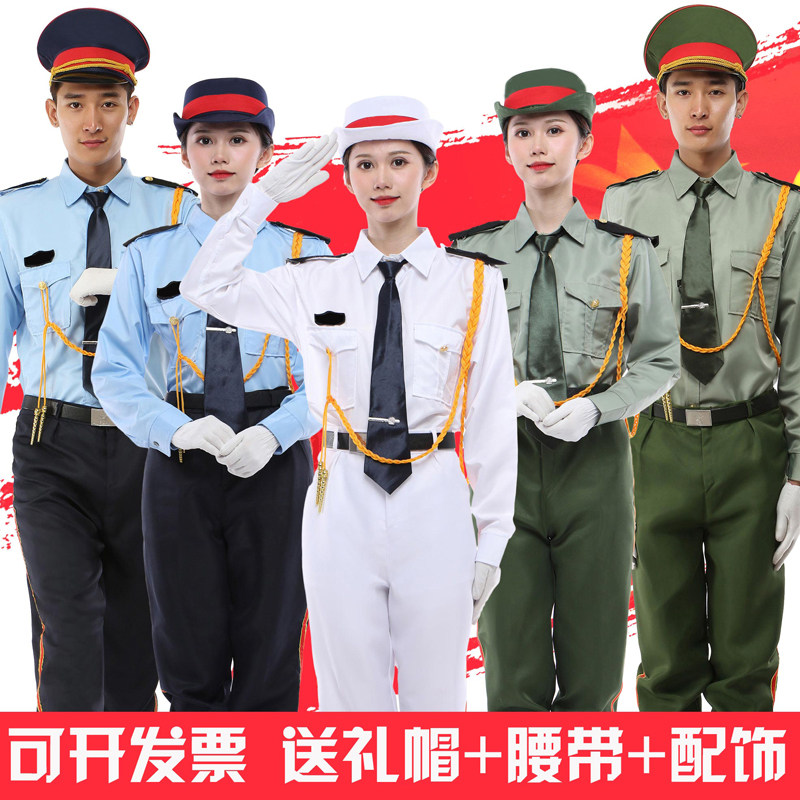 夏季薄款男女仪仗队升旗手服装鼓号队军装演出服装中小学生国旗班