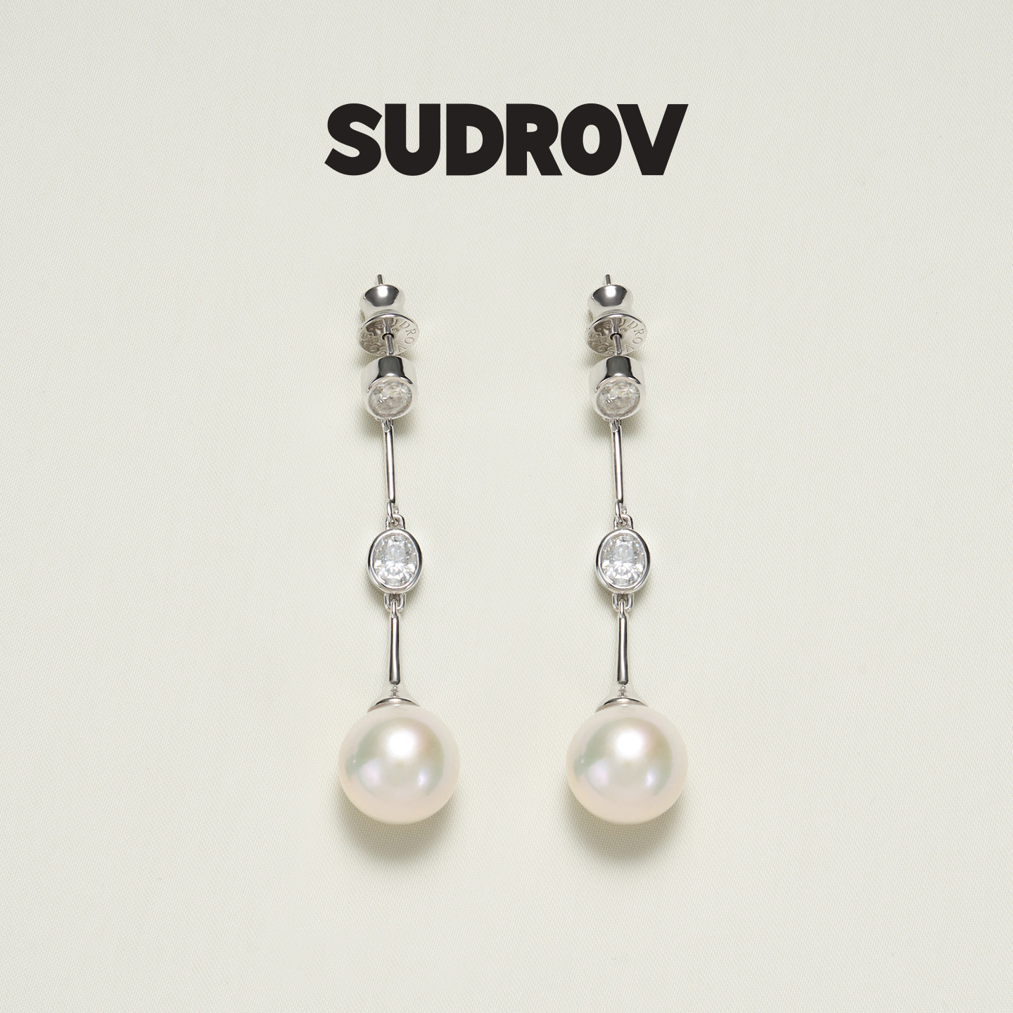 SUDROV/素觉925银莫桑石耳坠海水黑珍珠耳环简约气质高级感耳饰
