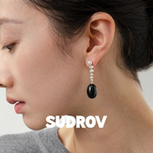 SUDROV素觉耳坠 小众高级感925银黑玛瑙宝石耳环耳饰珍珠耳钉女潮