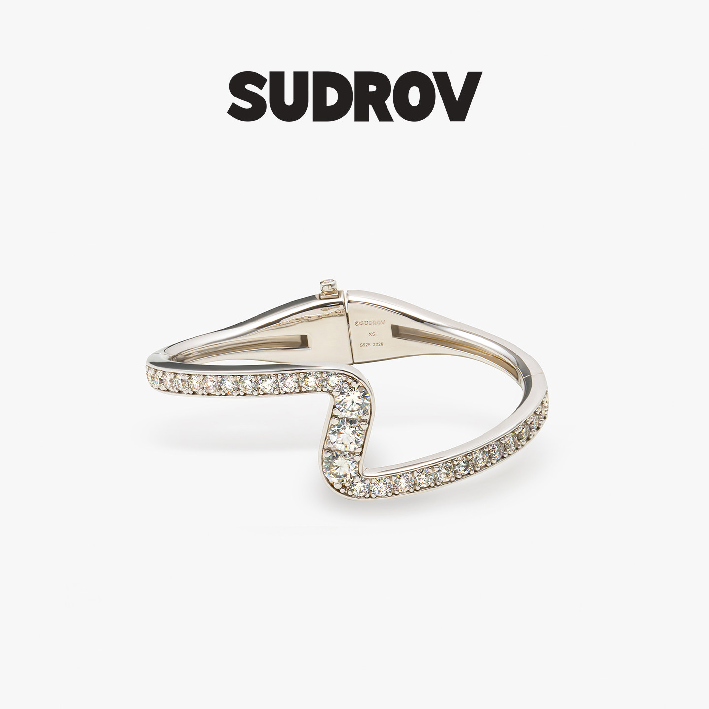 SUDROV/素觉Lin Carat®克拉小姐系列纯925银镶嵌莫桑钻S形手镯女