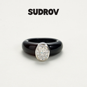 SUDROV 素觉极简设计轻奢高级感小众宝石戒指黑玛瑙莫桑钻指环女