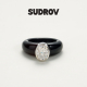 SUDROV 素觉极简设计轻奢高级感小众宝石戒指黑玛瑙莫桑钻指环女