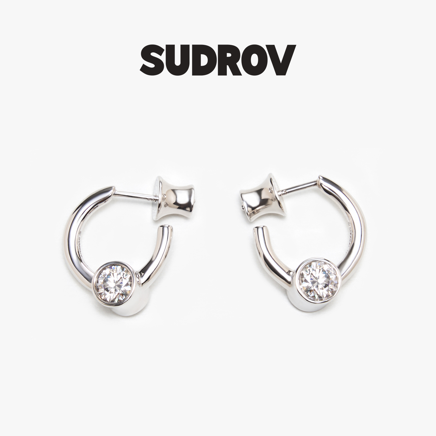 SUDROV素觉莫桑石积木耳环个性