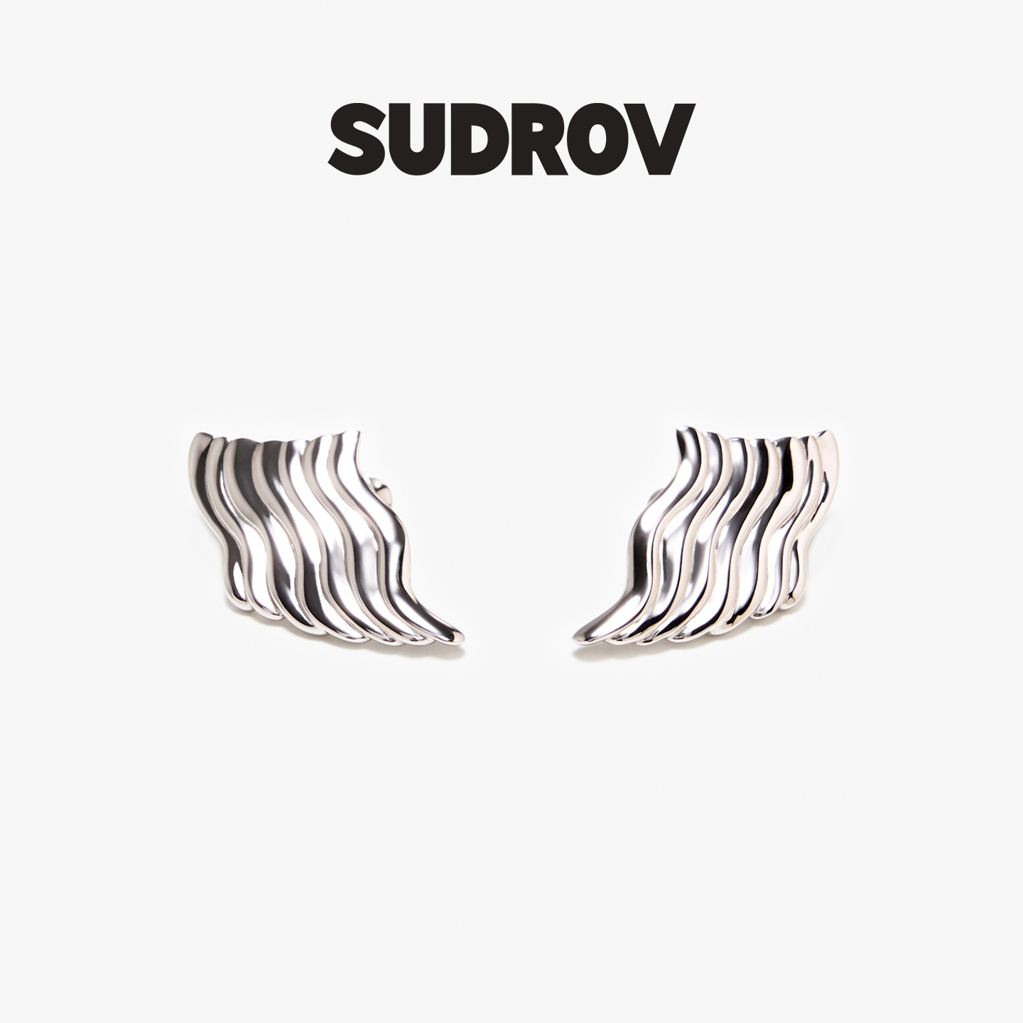 SUDROV素觉925银海浪耳钉