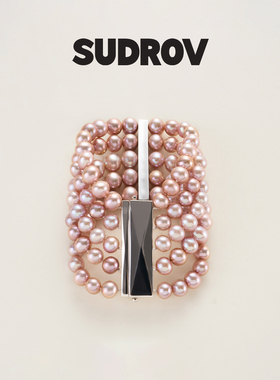 SUDROV素觉 Graceful Magic®系列 紫粉色淡水珍珠轻奢设计感手链