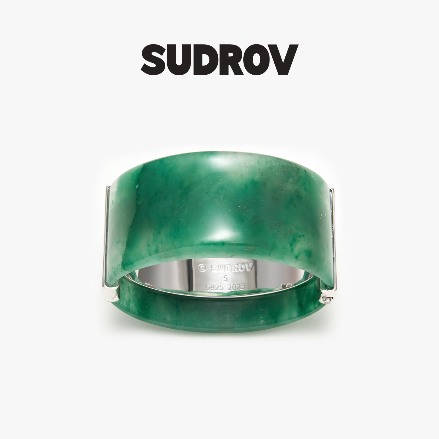 SUDROV/素觉轻奢玉镯天然非洲翠宝石镯子女款925银冷门个性手镯