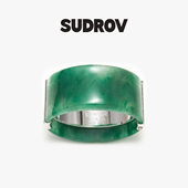 925银冷门个性 SUDROV 素觉轻奢玉镯天然非洲翠宝石镯子女款 手镯