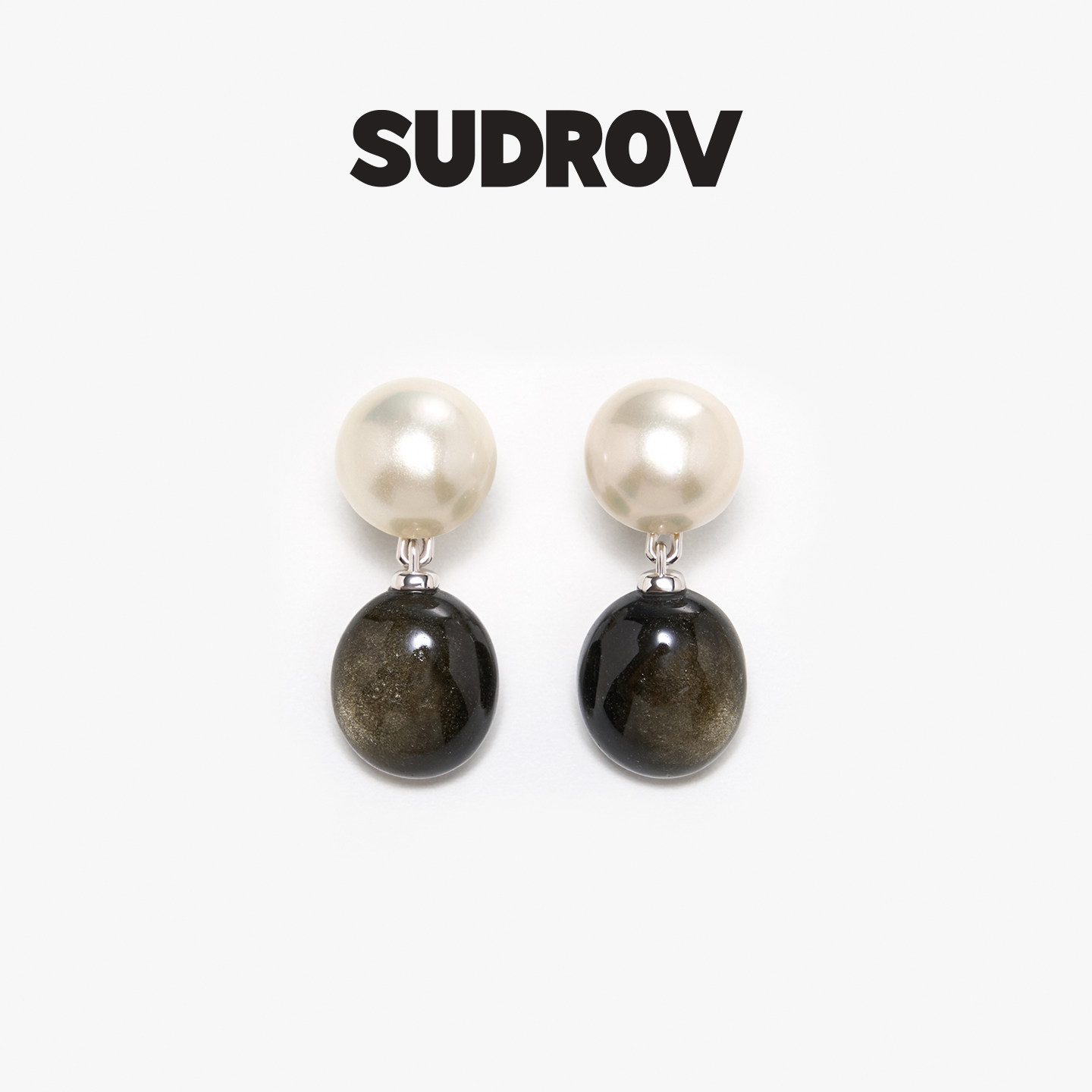 SUDROV/素觉马贝珍珠金曜石个性宝石耳坠耳饰设计感高级耳钉耳环