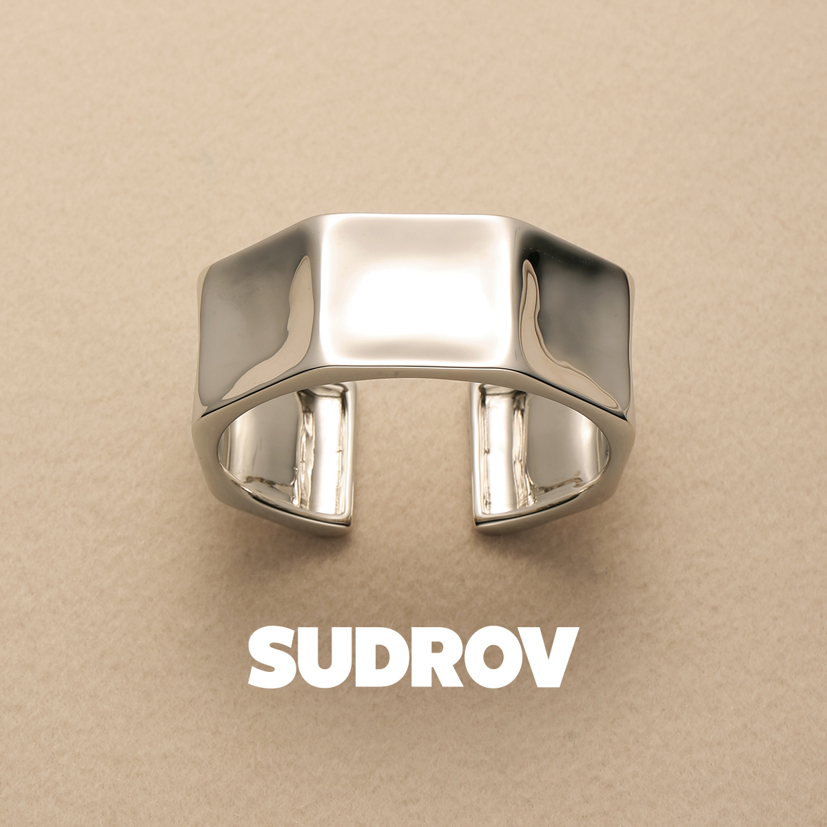 SUDROV/素觉小众设计925银宽手镯女个性时尚轻奢精致毛衣银镯子