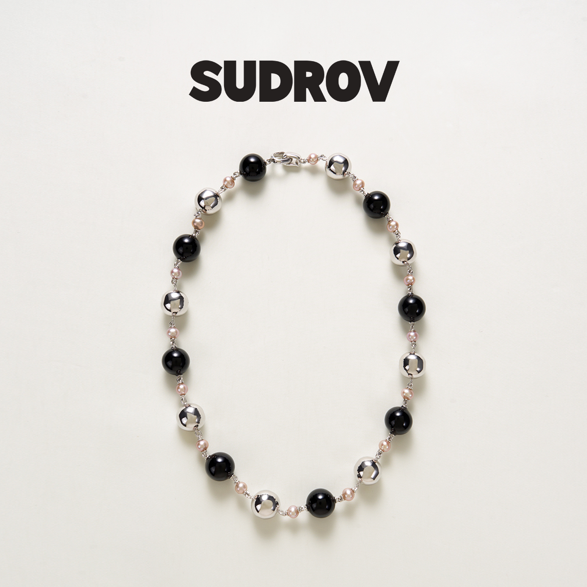SUDROV素觉珍珠黑玛瑙925银项链
