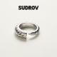 SUDROV素觉戒指 简约设计高级感925银个性 牛角包指环女冷淡风单戒