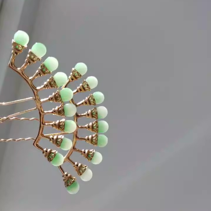 镜水簪阁汉服头饰古风发簪发排珍珠琉璃排簪簪子明制发饰配饰头钗