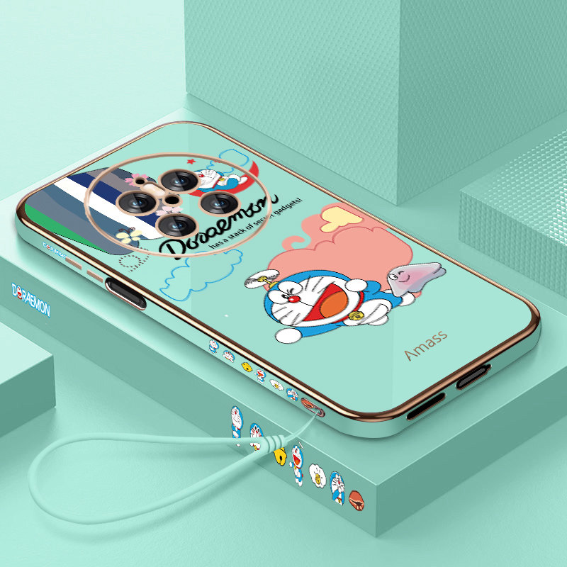 适用华为mate70pro+手机壳新款电镀直边Mate70pro保护套卡通哆啦A梦METE时尚高档防摔女款魅特七十全包软壳