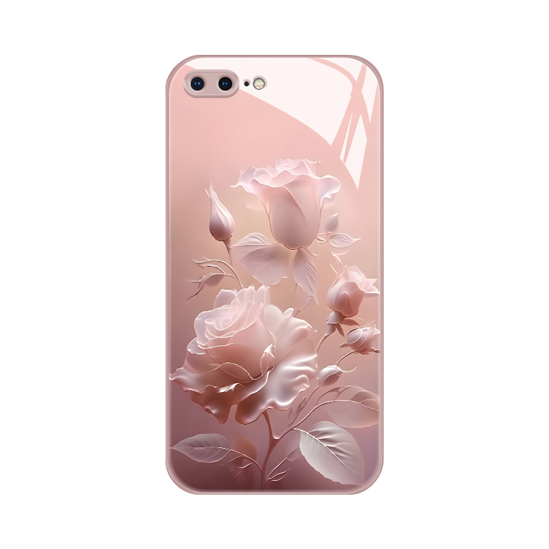 雾色玫瑰iPhone8plus手机壳新款苹果8玻璃7网红7plus全包防摔8pIus奢华i硅胶潮牌七8p八7p卡通创意ip简约